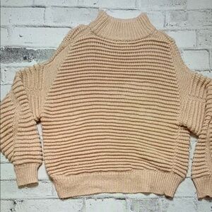 H&M Beige Ribbed Turtleneck Sweater